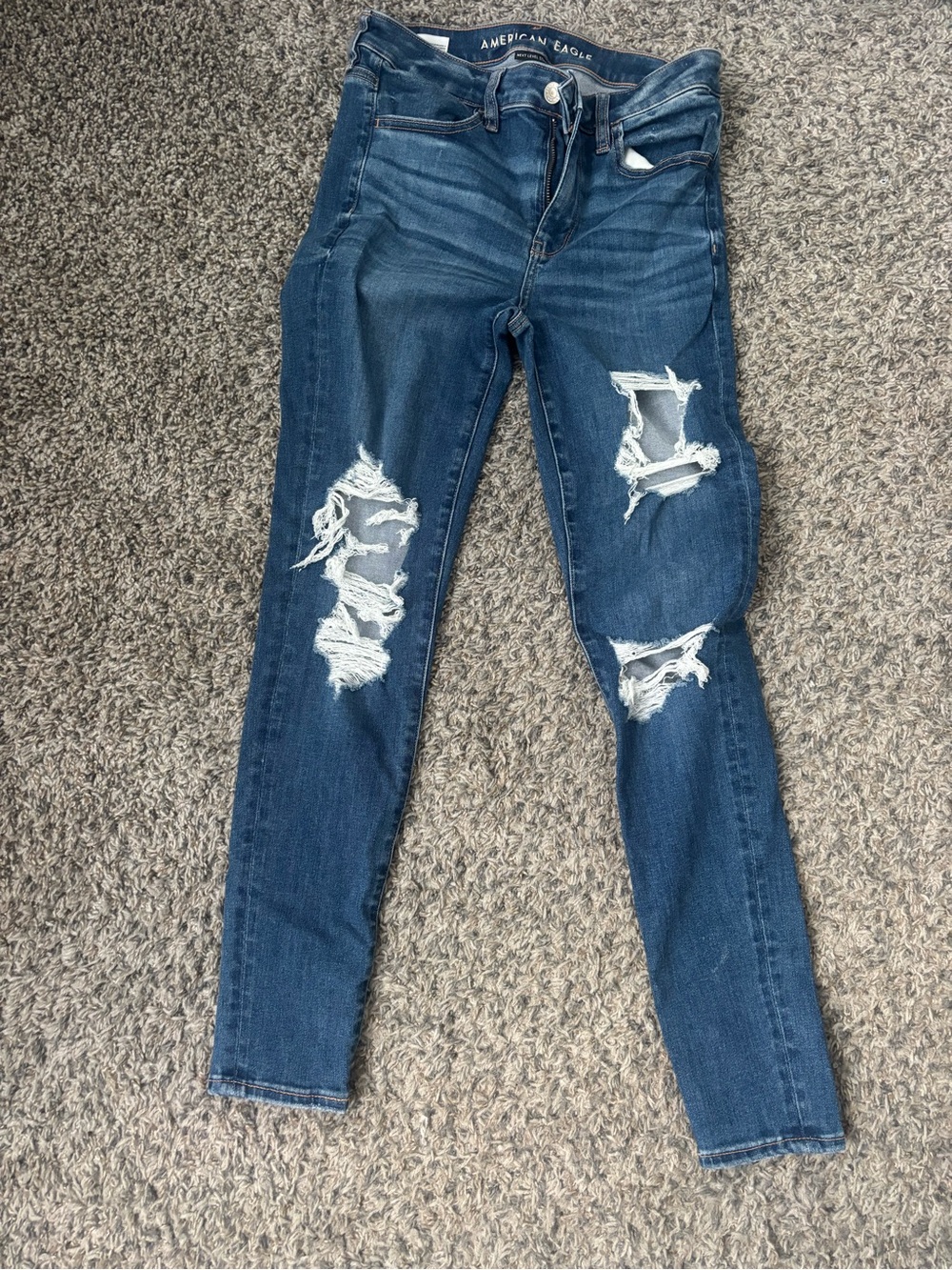 American Eagle Outfitters Women's Ripped Skinny Jeans - Medium Blue